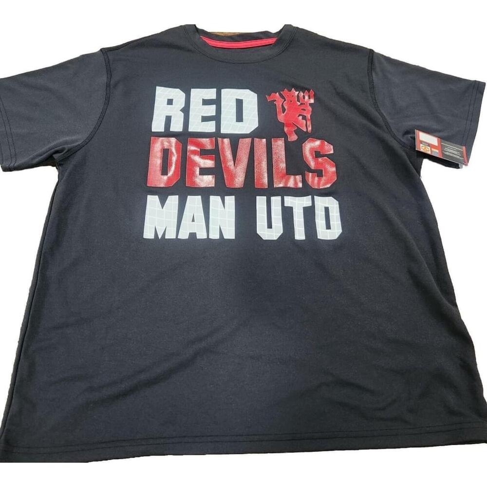 Manchester United Red Devils Mens Soccer Football Shirt Short Sleeves Black XL
